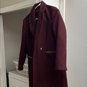 Topshop Burgundy Coat with Silver Zippers